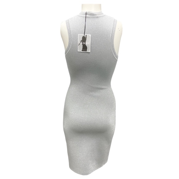 VB BODY BY VICTORIA BECKHAM SILVER LUREX FITTED MINI DRESS - Picture 3 of 6